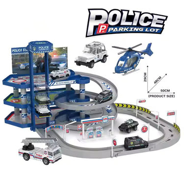 POLICE CITY PARKING LOT TOY TRACK SET